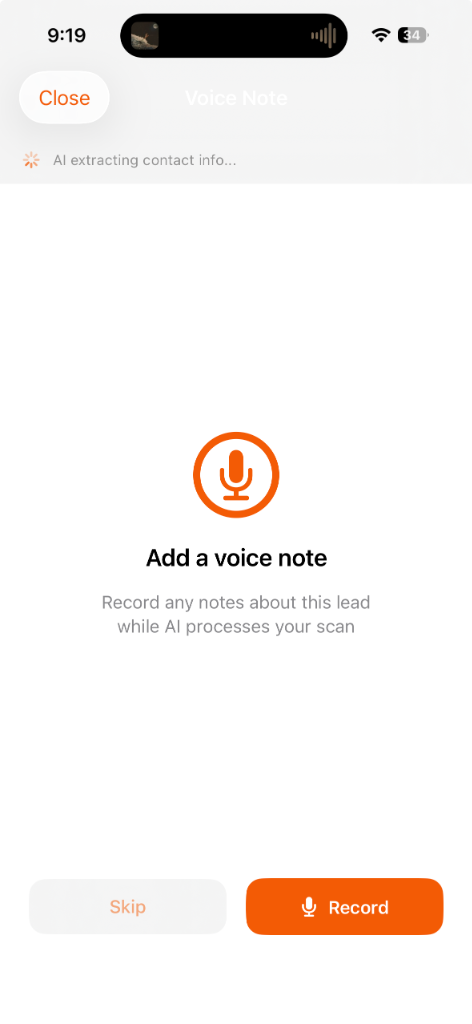 Event Capture Voice Note
